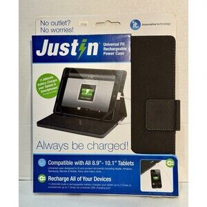 Just-in Rechargeable Power Case Universal Design for 8-9"-10.1" Tablets Ipad NEW